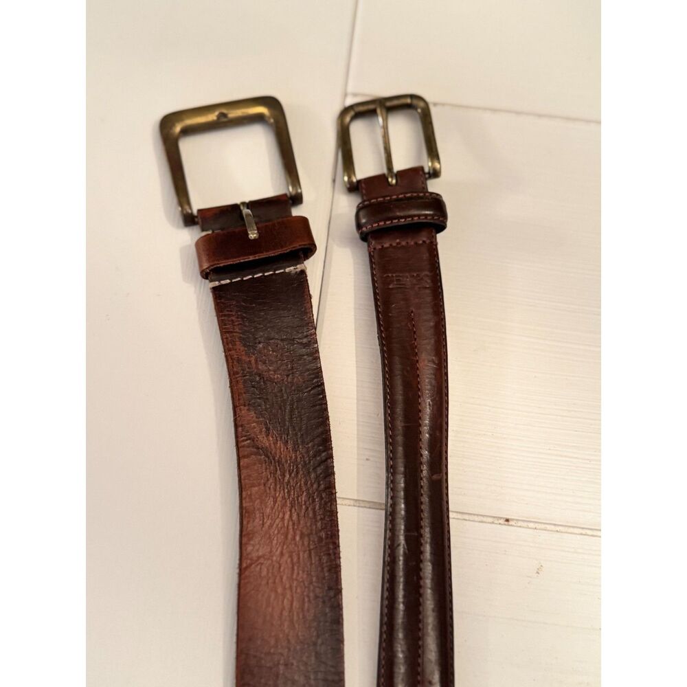 Chaps & Timberland Men's Leather Belt Bundle Brown 41" Distressed Classic Casual - Picture 3 of 7